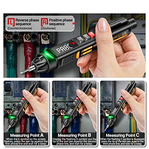 A3009 Mini Pen Multimeter with Voice Broadcast 6000 Counts Voltmeter VA Reverse LCD Display Flash NCV Tester for Vole Resistance acitance Temperature On/Off Diode Phase Sequence
