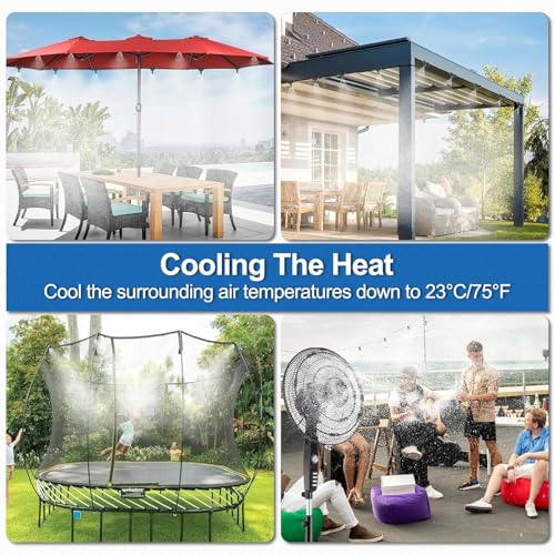Misting Cooling System,Outside Misters + Timer for Outdoor Patio,80Ft|24M | Backyard Mist Hose Kits with Sprinkler Timer Yard,Lawn,Garden,Greenhouse,Fan,Umbrella,Canopy,Pool,Porch,BBQ Party Accessorie - size: 80FT-TMR