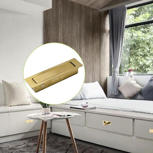 2PCS 304 Stainless Steel Pocket Door Handle Brushed Flush Mount Hardware Door Edge Pull for Closet Pocket (Brushed Gold) - color: Gold-2pcs-A