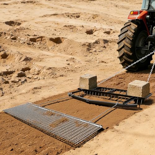 VEVOR Drag Harrow, 6 ft Tow-Behind Driveway Grader with Chain Harrow, Adjustable Width & 80lbs Load Capacity, Heavy Duty Lawn Leveling Rake, Fits ATVs UTVs Tractors, for Gravel Driveway Field - size: Set of (6x1.6ft + 6x1.5ft)