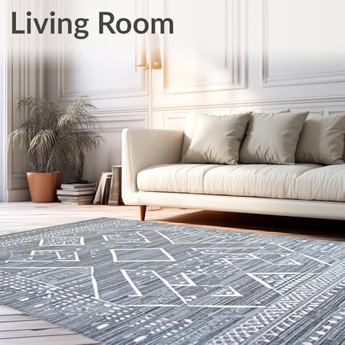 Flatwoven High Traffic Area Rug 8x10, Sanitizing Mat for Shoes Indoor Entryway Disinfecting Floor Rug, Non Slip, Stain Resistant, Washable Area Rugs for Living Room, Bedroom (Gray, 8x10) - color: Gray/Pattern 2, size: 8' x 10' (Rectangular)