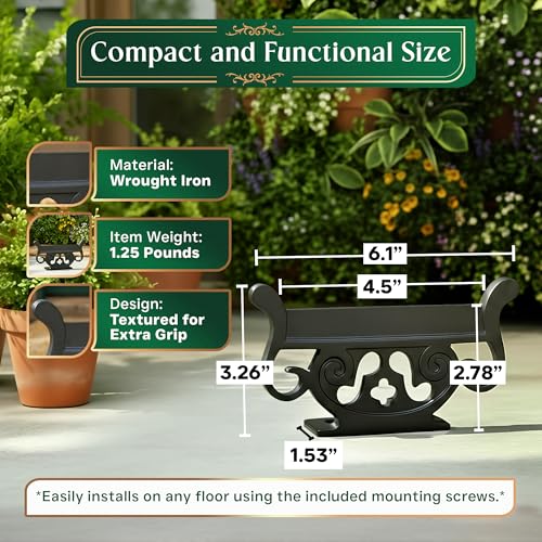 Renovators Supply 6 in Black Wrought Iron Floor Mount Boot Scraper | Durable wrought iron construction • Secure floor mounting • Removes dirt and mud from footwear