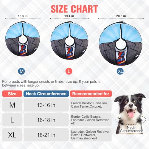 BEAUTYZOO Dog Cone Collar Alternative After Surgery,Pet Neck Donut E‑Collar | Soft Cone for Dogs to Stop Licking, Adjustable Recovery Collar for Large Medium Small Pets, Not Block Vision - Gentleman, XL - color: Black Suit, size: XL(Neck:18"-21")