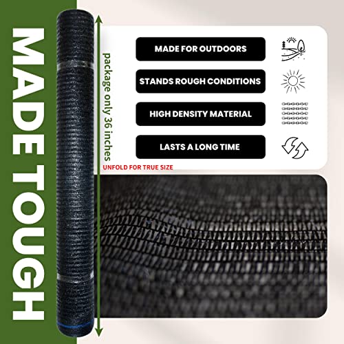 6 x 100 FT 40% Shade Cloth Roll Black | Black HDPE UV Resistant Breathable Eyelets Sun Protection for Greenhouse Garden Fence Pergola Patio Flower Plant Kennel - size: 6'x100ft - 40% - Black