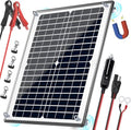POWOXI 20W Magneti Solar Battery Charger 12V Trickle Charger Maintainer | Strong Magnetic Mount | Easy Installation | Battery Protection System | Waterproof Design | Durable Tempered Glass Panel - size: Magnetic-20W