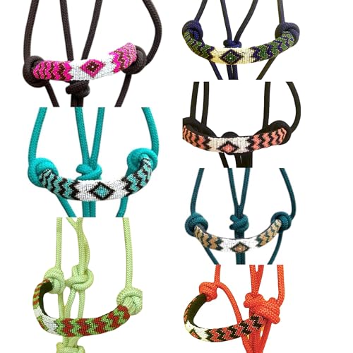 Majestic Ally Padded Beaded Nose Braided Rope Halter with 10' Matching Lead - Full (Hunter Green) - color: Hunter Green