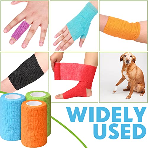 Treela 36 Pcs Self Adherent Bandage 4" X 5 Yard Wrap Breathable | Cohesive Bandage Elastic Adhesive Tape for Stretch Athletic Sports Wrist Ankle - color: Multicolored, size: 4" X 5 Yard