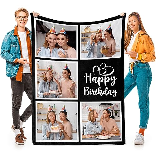 inkArts Personalized Birthday Gifts for Women, Custom Blankets with Photos, Personalized Blanket with Photos & Text, Personalized Photo Blankets - color: 5 Photo-2