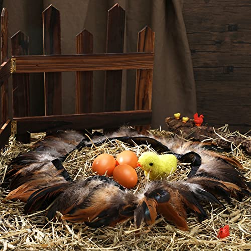 Jutom 4 Pieces Comfort Feathers for Chick Brooder 12 x 12 Inch Chick Brooder Heating Plate Feathers Skirt Chicken Brooder Box Supplies Baby Chicken Coop Warmer Poultry Incubator Heater Plate