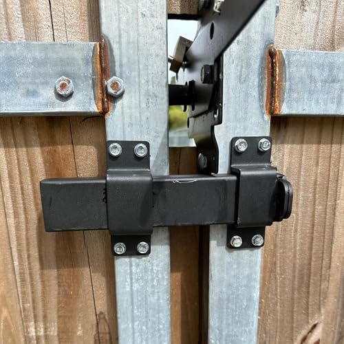 Heavy Duty Security Slide Gate Latch with Padlock Hole Adjustable Gate Latch Lock for Wooden Fences, Barn Door,Fence Gate and Shed Lock