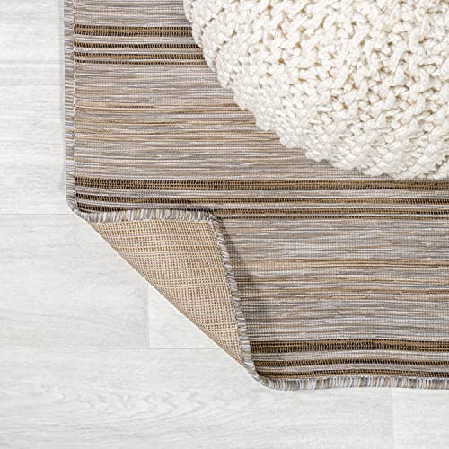 JONATHAN Y Wide Stripe Indoor Outdoor Runner Rug 2X8 Brown/Natural, Bo Modern Farmhouse for Backyard, Patio, Porch, Easy-Cleaning, High Traffic, Pet-Friendly, Non-Shedding (TSN101A-28) - size: 2'2" x 8' (Runner)