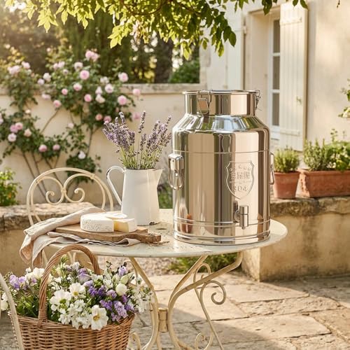 7.4 Gallon Milk Can with Spout, 28L Milk Container Stainless Steel Bucket with Locking Sealed Lid, Airtight Food Storage Container for Home, Farm, Commercial Kitchen (7.4 Gallon/28L) - size: 7.4 Gallon/28L