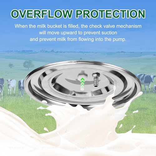 Upgrade 2-in-1 Goats and Cows Milking Machine, 1.85Gal/7L Food-Grade Stainless Steel Bucket with 5200mAh Built-in Rechargeable Battery, 4 Teat Cups, Cordless Pulsation Vaccum Electric Milking Machine - size: 7L