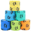 Self Adhesive Bandage Wrap Animal Cohesive Bandage Self Adherent Wrap First Aid Tape for Dogs Cats Horses Birds & Wrist Healing Ankle Sprain (2 Inch Mixed Cat Paw 6 Rolls) - color: 2 Inch Mixed Cat Paw 6 Rolls