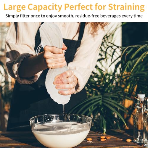 3 Pcs 12"x12" Nut Milk Bag, Cheesecloth Cheese Cloth Bag for Straining | Natural Unbleached Cotton Reusable Strainer Bag for Oat Almond Milk, Cheese Making, Yogurt, Juice, Cold Brew Coffee, Beer Tea - size: 12x12 Inch