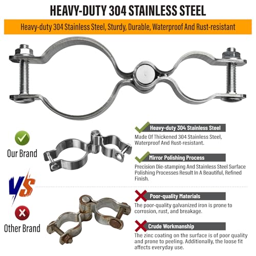 2 Pack 2-3/8" x 1-3/8" Chain Link Fence Gate Hinge, 304 Stainless Steel Heavy Duty Male Female Post Hinges with Bolts and Nuts - color: 2-3/8", size: 1-3/8"