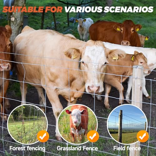 14 Gauge Cattle Fence Panels 4 ft x 328 ft Farm Fence Galvanized Cattle Fence, Pig Fence Panels, Livestock Fence, Grass Pasture Fence for Yard Livestock Animal Protection - size: 4ft×328ft