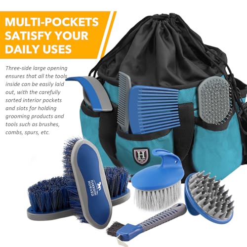 Harrison Howard Premium Horse Grooming Organizer Bag Horse Grooming Tote Bag-Teal - color: Teal