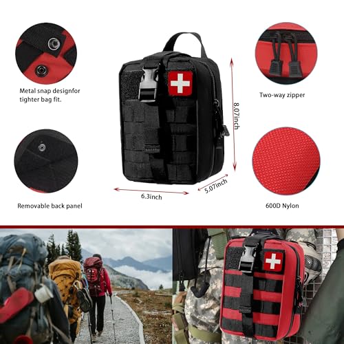 293Pcs/set - First Aid Kit Molle Pouches Emergency Survival Kit Suitable for Outdoor Activities, Home, School, Hiking, Car Travel and Camping - Quick Response First Aid Essentials (Black) - color: Black