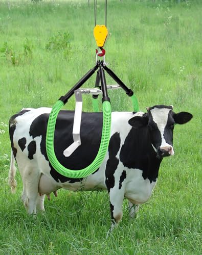 QWORK Cow Hip Lift, Heavy-Duty Cattle Lifter - Steel Cow Lift with Adjustable Pitch, Triangular Support Stand Up Assist Tool for Calving Milking Birthing Dystocia and Recovery Aid - 2204lb Capacity