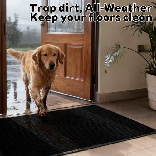 Commercial Rugs 4'x10' Rubber Backed Outdoor Mat Non-Slip Waterproof Large | Heavy Duty Wind Resistant, Industrial Front Door Mat, for High Traffic Entrance, Business Office Garage Hallway Entryway - size: 4' x 10' (Rectangular)