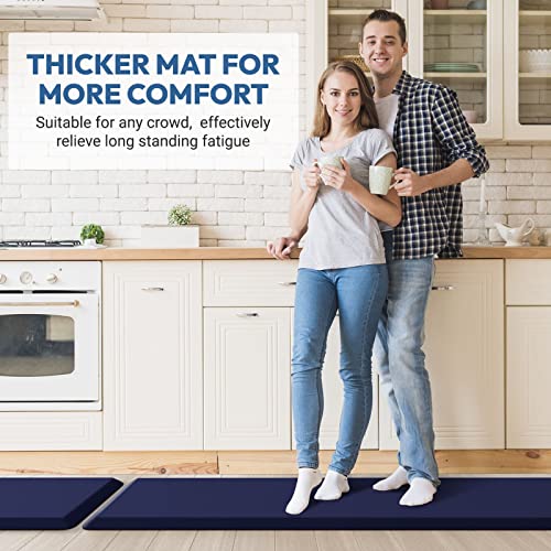 4/5 Inch Thick Kitchen Mat - Cushioned Anti Fatigue Mats for Kitchen Floor - Easy to Clean, Waterproof, Non-Slip Kitchen Rug for Sink, Office, Kitchen (20''x32'' Blue) | Easy to Clean, Water Resistant, Non-Slip Thicker Rug, Standing Desk Mat for Sink, Off