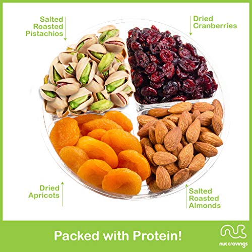 NUT CRAVINGS - Dried Fruit & Mixed Nuts Gift Basket (4 Assortments) | Green Ribbon Food Arrangement, Healthy Snack Care Package, - style: 4. Green Ribbon - Classic (4 Piece Assortment)