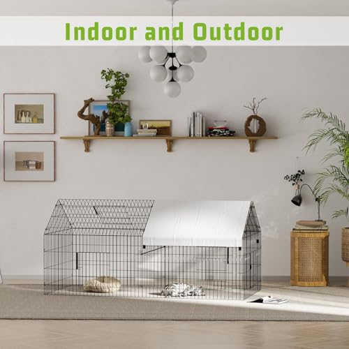 NUGRIART Metal Chicken Coop 83"x38" Chicken Run Pen with Cover | Waterproof Cover, Portable Poultry Cage, Chicken Tractor for Chickens, Ducks, Rabbits & Small Animals, Outdoor Backyard Use. - size: 83.0"L x 38.0"W x 34.0"H