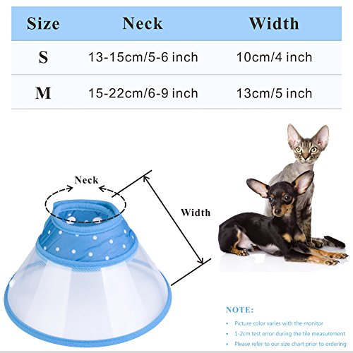 Cat Cone Collar, to Stop Licking, Recovery Elizabethan After Surgery, Clear Soft Neck E-Collar, Not Block Vision, for Kitten Puppy Dog Pet in Surgery Remedy - S in Blue | Stop Licking, Soft Cone, Clear Vision, Soft Padded Neck, Recovery Collar, After Surg