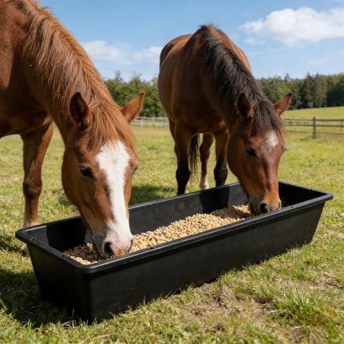 4 Pcs 12 Gallon/48 Quart Large Capacity Livestock Water Trough, 39 Inch Long Plastic Livestock Feeding Trough for Pig, Calves, Sheep, Horses, Alpacas and Goats Farm Animal Feeding