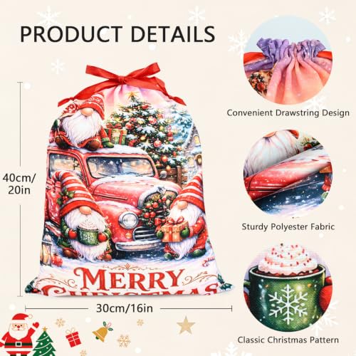 KzgtY Christmas Gnome 2PCS Gift Bags with Drawstring, 16 x 12 Inch Reusable Present Sacks for Christmas,Brithday, Holidays,Parties & Gift Packaging - color: Christmas Gnome