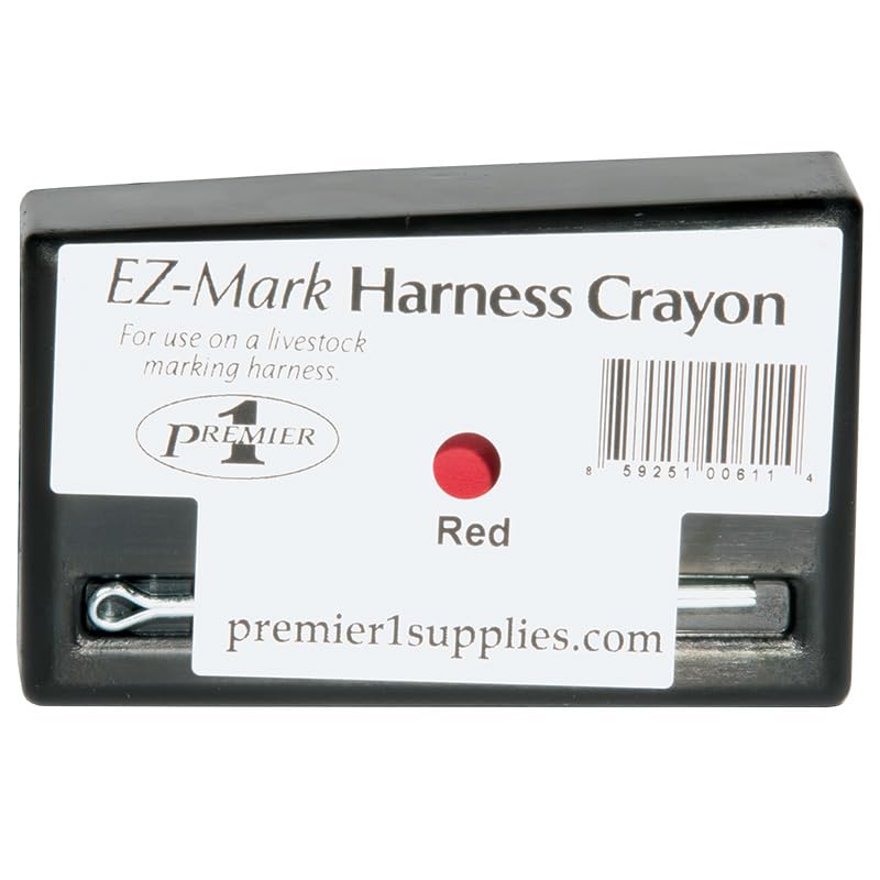 Premier 1 EZ-Mark Harness Crayon for Sheep & Goat Marking – Red | Red crayon. Identifies if ewe or doe has been bred. Use at 40–80°F. Compatible with Premier marking harnesses. - style: Red Crayon