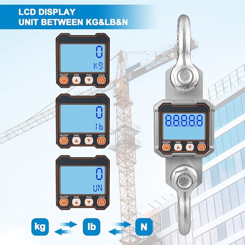 Hyindoor 5000kg 11000lb Crane Scale, 5T Digital Crane Scale with Remote Control, Industrial Heavy Duty Electronic Hanging Scale Hoist Scales - size: 5000kg/11000lb