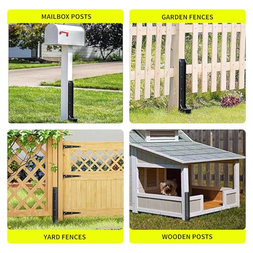 2pcs Fence Post Repair Kit - Fix Rotted or Damaged Wood Posts Without Replacement! Heavy-Duty Steel Brackets & Concrete Anchors for Permanent Stabilization