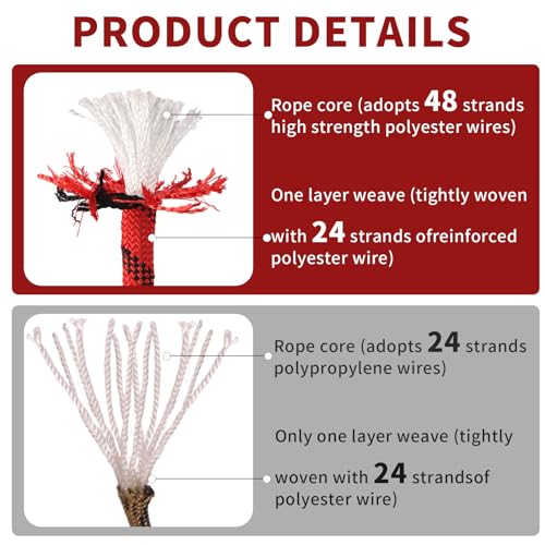 Arborist Rope 5/8in Climbing Rope Tree Rope for Outdoor Climbing Swing Sailing Halyard - style: Red1