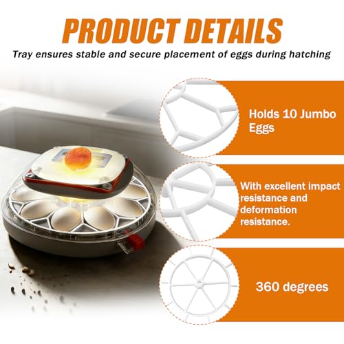 JGT360 Jumbo Goose Egg Incubator Tray for Nurture Right 360 Incubator | 10 Egg Capacity, Compatible with Large & Heavy Breed Eggs, including geese, turkeys, ducks, peacocks Wait