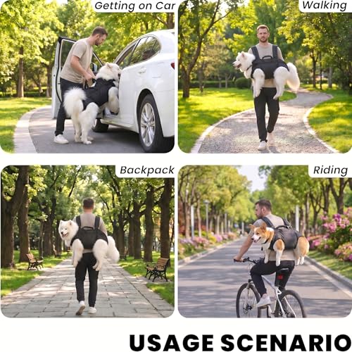2 in 1 Dog Lift Harness Backpack Carrier, Full Body Support Sling for Senior Injured Disabled Dogs, Adjustable Pet Mobility Aid for Post Surgery Recovery Travel Hiking Car Rides, XXXL