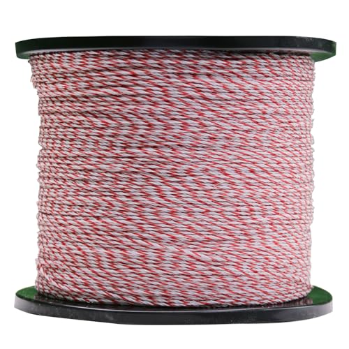 Fence Rope,Upgraded Electric Fence Polywire,6 Stainless Steel Strands for Reliable Conductivity and Rust Resistance UV Resistant,5050 Feet/1540 Meters,Red and White Color - size: 5050Feet