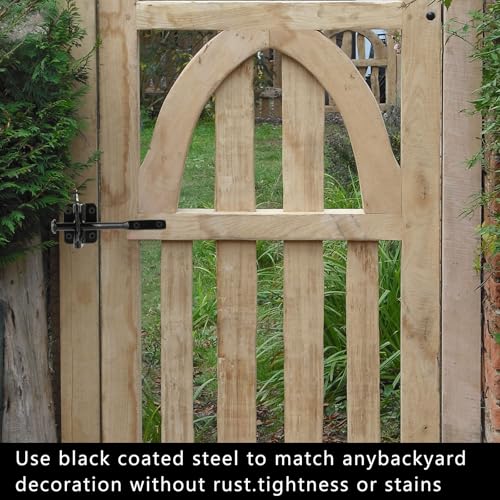 Self-Locking Gate Latch for Wooden Fence Pull String, | Heavy Duty Automatic Gravity Lever Gate Latches with Longer Fasteners & Pull String for Garden, Outdoor Farm Garden Yard