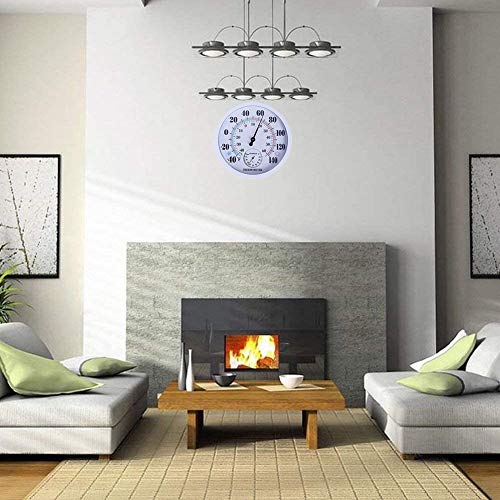 Indoor Outdoor Thermometer Hygrometer, Lirches Outdoor Thermometer Large Numbers, Decorative Outdoor Thermometers for Patio, No Battery Needed Wall Thermometer Round 10" in Diameter - color: White 10", size: 10 Inch