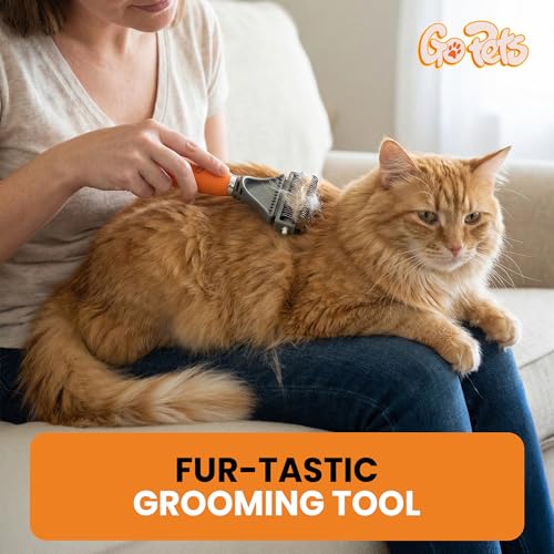 GoPets 2-in-1 Deshedding & Dematting Comb & Grooming Brush for Dogs & Cats | Double-Sided Dog Rake for Shedding, Pet Deshedding Brush, Undercoat Mat Dematting Tool for Long Haired Cats, Grooming Matting - style: 2-Sided Dematting Comb