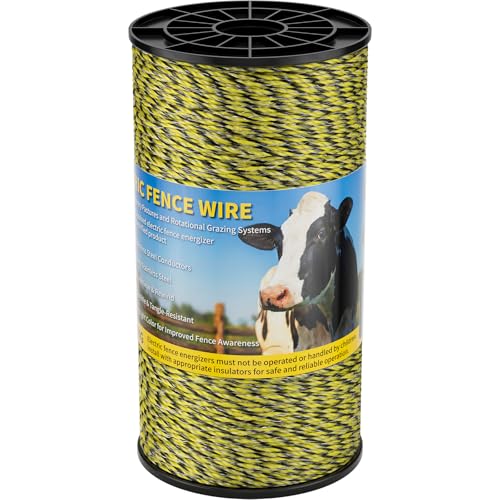 HOKENITY Electric Fence Wire 1650Ft 500M- 9 Stainless Steel Strands Polywire for Reliable Conductivity - Electric Fence Poly Wire for Portable Livestock Fencing - size: 1650 Feet/500 Meters(9 Stainless Steel)