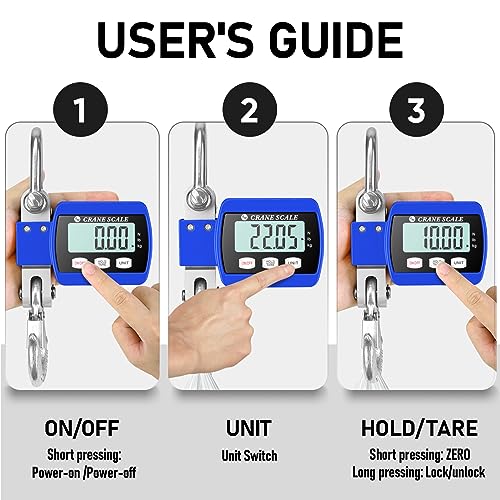 RoMech 1100lb Digital Hanging Scale with Cast Aluminum Case, Handheld 500Kg Mini Crane Scale with Hooks for Farm Hunting Outdoor (Blue, 1100lbs) | 500KG Heavy Capacity, High Accuracy Weighing, kg/lb/N Unit Conversion, Suitable for Fishing, Farm, Hunting -