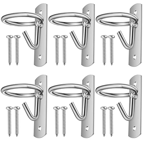 6 Pcs Bucket Hooks for Horses Bucket Hangers Holder Metal, Silver | Equestrian Water Hangers for Stalls, Wall Mount with Screws, Barn Feed Holder, Equestrian Farmhouse Stable Supplies - color: Silver