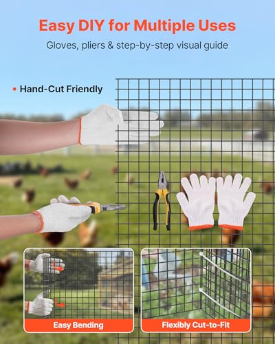 VEVOR Hardware Cloth 72 in x 100 ft, 1/2 in 19 Gauge Galvanized Wire Mesh Roll, Weather-Resistant Vinyl Coated Chicken Wire Fencing, Heavy Duty Welded Garden Plant Fencing for Rabbit Cage Snake Fence - size: 72in*100ft