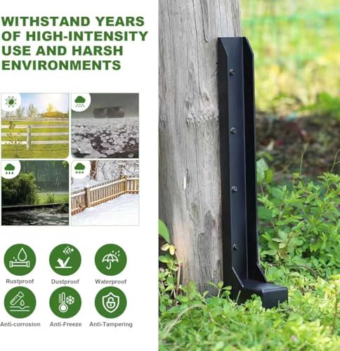 33.62" Heavy Duty Fence Post Repair Kit – One-Piece 11-Gauge Steel Anchor Ground Spike for 4x4 & 6x6 Wooden Fence Posts, Mailbox Post, Gate, Garden & Farm Reinforcement (1, Black)
