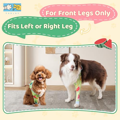 Dog Front Leg Recovery Sleeve – Single Sleeve to Prevent Licking, Scratching & Biting Cone Collar Alternative for Surgery, Wound Care, ACL CCL, Joint Protection - color: Sweet Watermelon, size: Medium