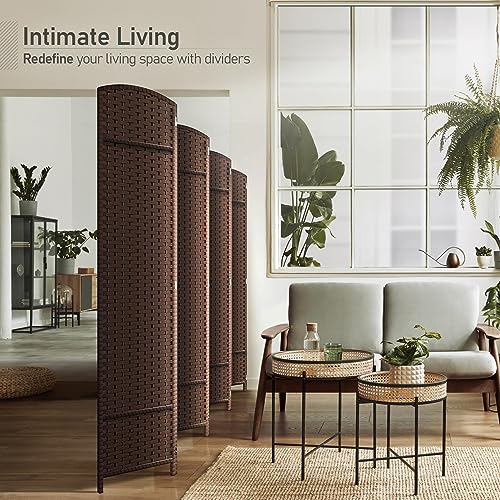 Sorbus Foldable Room Divider, Mesh Privacy Screen (8 Panel, Chocolate) | Folding screens, dividers for rooms, double-hinged panels; freestanding partition for bedrooms, offices and shared areas - color: Chocolate, size: 8 Panel