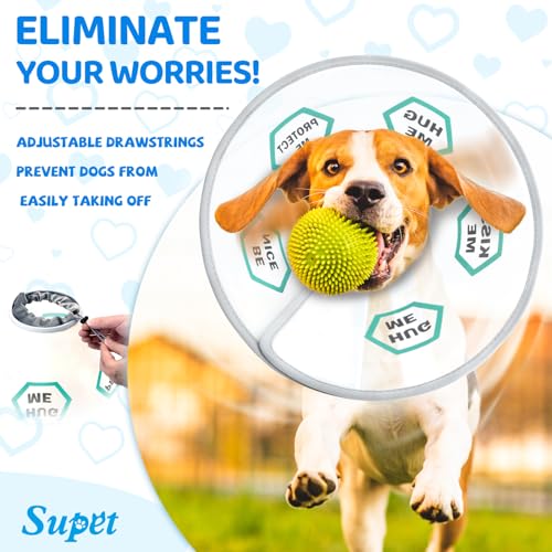 Supet Dog Cone Collar After Surgery to Stop Licking: Adjustable Recovery Elizabeth Collar Alternative for Large Medium Small Dogs, Plastic Pet Head Neck Cone (XS) - color: Green, size: XS(Neck: 9.5~11.5")