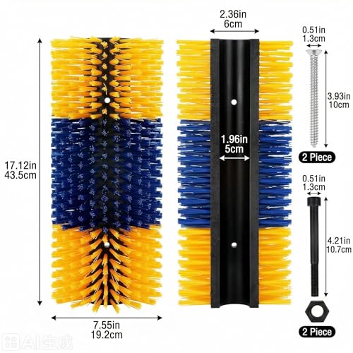 2PCS Horse Goat Cattle Scratching Post | 8 screws, 4 screws, 4 rubber plugs(Stiff Bristle, Itch Relief, Self-grooming, Full Massage)